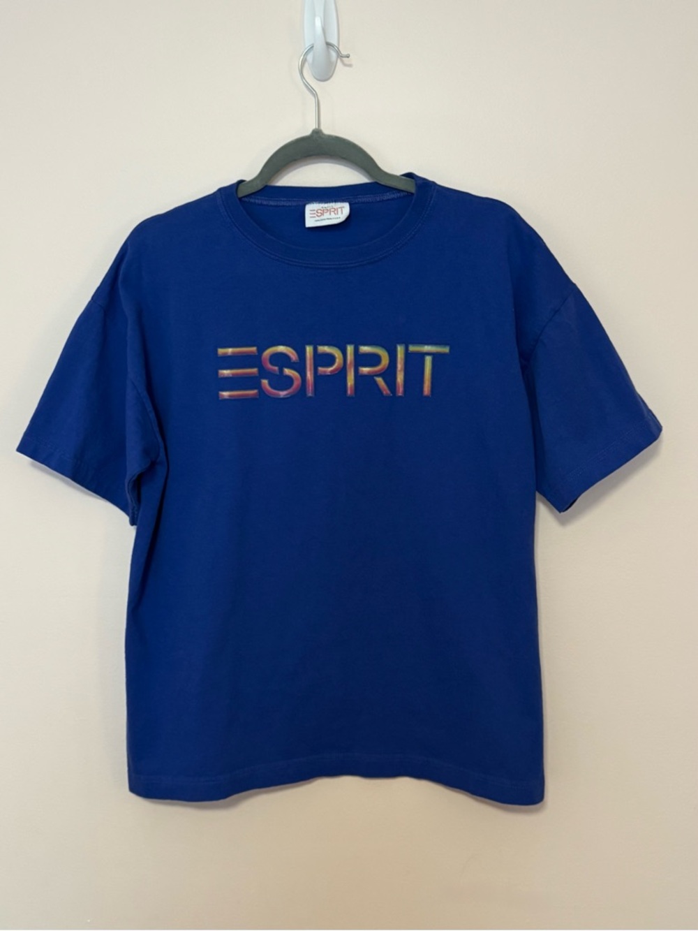 VTG Esprit Rainbow Holographic Logo T Shirt - Picture 9 of 9